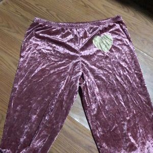 Velvet PJ pants with gold heart detail